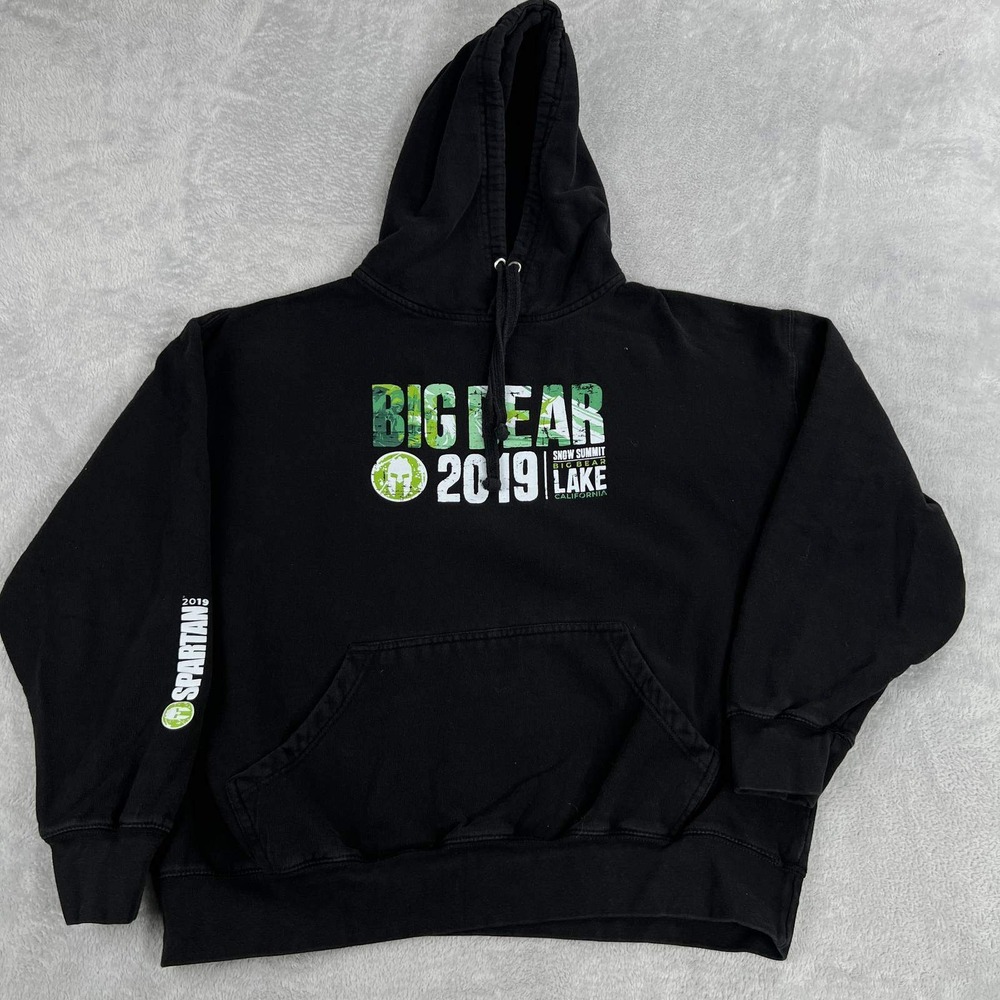 Spartan Race Big Bear 2019 Hoodie XL Black Mens Graphic Pullover Sweatshirt OCR